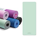 CAMBIVO Yoga Mat for Women Men Kids, Extra Thick Yoga Mat Double-Sided Non Slip, Professional TPE Yoga Mats, Workout Mat with Carrying Strap for Yoga, Pilates and Floor Exercises(Mint,Gray)