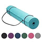 Gaiam Essentials Premium Yoga Mat with Yoga Mat Carrier Sling, Teal, 72 InchL x 24 InchW x 1/4 Inch Thick (05-64061)