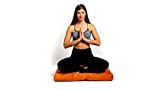 Awaken Meditation - Zafu Round Cushion and Zabuton Mat Set | Washable Yoga Bolster - 100% Cotton Filled With Natural Buckwheat (Buddhist Orange)