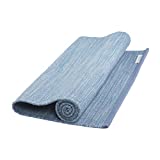 Yogasana 100% Organic Cotton Yoga Mat - Highly Absorbent Non-Toxic Yoga Mat and Blanket for Yoga Practice Exercise Home Decor and Outdoor Meditation, 26” x 74” Large Size (Water)