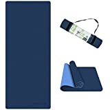 TOPLUS Yoga Mat, 1/4 Inch Thick Pro Yoga Mat TPE Non Slip Fitness Exercise Mat with Carrying Strap-Workout Mat for Yoga, Pilates and Floor Exercises(Blue)