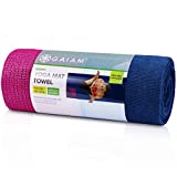 Gaiam Grippy Yoga Mat Towel, Blue/Fuchsia