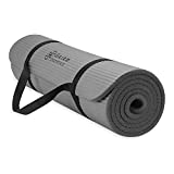 Gaiam Essentials Thick Yoga Mat Fitness & Exercise Mat with Easy-Cinch Carrier Strap, Grey, 72'L X 24'W X 2/5 Inch Thick