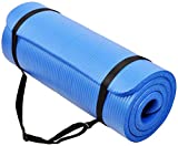 BalanceFrom GoCloud All-Purpose 1-Inch Extra Thick High Density Anti-Tear Exercise Yoga Mat with Carrying Strap (Blue)
