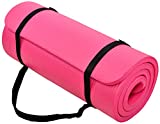 BalanceFrom GoCloud All-Purpose 1-Inch Extra Thick High Density Anti-Tear Exercise Yoga Mat with Carrying Strap (Pink)
