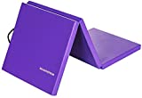 BalanceFrom 2' Thick Tri-Fold Folding Exercise Mat with Carrying Handles for MMA, Gymnastics and Home Gym Protective Flooring (Purple)