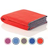 sport2people Microfiber Sports and Non Slip Hot Yoga Mat Towel - Quick Dry, Soft and Absorbent Gym Towels - Camping, Fitness, Workout, Pilates, Travel or Beach (Red)