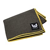 WARRIOR by Natural Fitness Hot Yoga Mat Towel, Heather Gray/Yellow