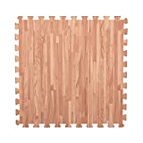 IncStores Premium Soft Wood Print Foam Flooring Tiles | Interlocking Foam Tiles for Home, Gym, Training and Yoga | 3/8' - Textured Maple, 48 Square Feet