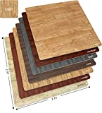 Sorbus Wood Floor Mats Foam Interlocking Wood Mats Each Tile 4 Square Feet 3/8-Inch Thick Puzzle Wood Tiles with Borders – for Home Office Playroom Basement (12 Tiles 48 Sq ft, Wood Grain - Light)