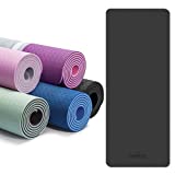 CAMBIVO Yoga Mat for Women Men Kids, Extra Thick Yoga Mat Double-Sided Non Slip, Professional TPE Yoga Mats, Workout Mat with Carrying Strap for Yoga, Pilates and Floor Exercises(Black, 8mm)