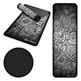Millenti Black Yoga Mat For Women - 6mm Thick Mats For Exercise workout, TPE Printed Yoga Mat Design, Workout Mat For Home, Gym Mat, Pilates Equipment Mat For Meditation, Majesty Black, YMB01BGY