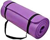 BalanceFrom GoCloud All-Purpose 1-Inch Extra Thick High Density Anti-Tear Exercise Yoga Mat with Carrying Strap (Purple), 71' Long 24' Wide