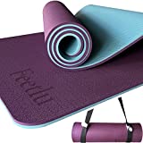 Yoga Mat Thick with Strap, 2/5 Inch (10MM) - Extra Thick Yoga Mat Non Slip Workout Mat Double-Sided, Eco POE Yoga Mats for Women Men,Workout Mat for Yoga,Pilates,and Floor Exercises(DK. PL/BGY)