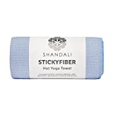 Shandali Stickyfiber Hot Yoga Towel - Silicone Backed Yoga Mat-Sized, Absorbent, Non-Slip,  24' x 72'  Bikram, Gym, and Pilates - (Blue, Standard)