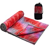Yoga Towel - Tie-Die Textures Non-Slip Yoga Towel with Bag - Odorless and 100% Absorbent Microfiber Sweat Towel - Yoga Towel Mat for Hot Yoga, Bikram and Pilates - 24''x72'' Hot Yoga Towel