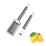 Lemon Zester & Cheese Grater, Stainless Steel with Channel Knife and Hanging Loop for Parmesan Cheese, Chocolate, Ginger, Garlic, Nutmeg