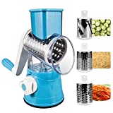 Cheese Shredder, Rotary Cheese Grater, Veggie Shredder, Cheese Grinder, Food Chopper with Handle for Vegetable Potato Carrots Cabbage Chocolates (Blue)