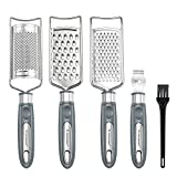 To encounter Set of 5 Cheese Grater & Peeler,Lemon Zester, Stainless Steel Multi-purpose Kitchen Food Grater Slicer for Vegetable, Fruit, Chocolate With Cleaning Brush (Grey)