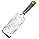 Amazon Basics Extra Coarse Hand Grater with Wide Stainless Steel Blade, Soft Grip Handle, Grey and Green