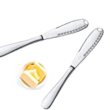 WEGXINNA Butter Knife 2 Pcs Stainless Steel Butter Spreader Knife,3 in 1 Kitchen Gadgets Tools Multi-Function Butter Grater Butter Curler Spreader Cold Butter Slicer with Serrated Edge (Silver)