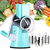 Manual Rotary Cheese Grater - Round Mandoline Slicer with Strong Suction Base, Vegetable Slicer Nuts Grinder Cheese Shredder (Rotary Grater -Blue)