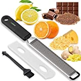 Luxear Stainless Steel Lemon Zester Cheese Grater Cooking Citrus Zester For Orange Chocolate Ginger Garlic With Sharp Multifunctional Blade Ergonomic Silicone Handhold With Protective Cover, Kitchen G