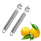 2 Pack Stainless Steel Lemon Zester Grater with Hole Citrus Orange Peeling Tool Fruit Peelers With Specially Designed Channel Knife and Hanging Loop Kitchen Fruit Peeler Tool for Kitchen & Bar