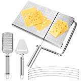 Cheese Slicer Stainless Steel,CANYUWCI Cheese Planer, Grater, Slicer Set with Accurate Size Scale, 5 Replaceable Wires Cheese Cutter, Butter, Half-Hard & Soft Food