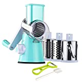 Ourokhome Round Mandoline Slicer Grinder - Rotary Cheese Grater for Walnuts, Vegetable, Potato (Blue)