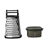 KitchenAid Gourmet 4-Sided Stainless Steel Box Grater with Detachable Storage Container, 10 inches tall, Black