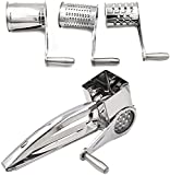 Rotary Cheese Grater,Saim Multifunction with 4 Interchanging Thicken Stainless Steel Cheese Shredder Super Sharp Grater for Cheese, Vegetables, Chocolate and Nut