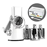 Rotary Cheese Grater Cheese Shredder - Cambom Round Mandoline Slicer Vegetable Slicer Walnuts Grinder with Strong-Hold Suction Cup Base and Cleaning Brush