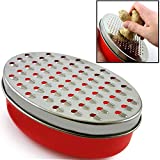 Cheese Grater Citrus Lemon Zester with Food Storage Container & Lid - Perfect For Hard Parmesan Or Soft Cheddar Cheeses, Ginger, Vegetables, Butter, Chocolate & Nutmeg (Red)