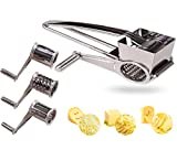 Rotary Cheese Grater - LOVKITCHEN Cheese Cutter Slicer Shredder with 3 Interchanging Rotary Ultra Sharp Cylinders Stainless Steel Drums & Slicer