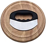 Checkered Chef Mezzaluna Knife and Round Cutting Board - Rocker Knife, Mincing Knife, and Mezzaluna Chopper w/ Cover and Herb Board-Salad Chopper & Wood Butting Board