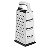 AmazonCommercial Stainless Steel Heavy-Duty Cheese Grater, 4-Sided Box Grater with Non-Slip Base, 9 Inch