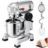 Happybuy Commercial Food Mixer 20Qt 750W 3 Speeds Adjustable 105 180 and 408 RPM Food Processor Heavy Duty with Stainless Steel Bowl Dough Hooks Whisk Beater for Schools Bakeries Restaurants Pizzeria