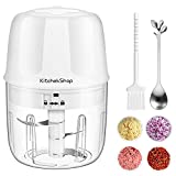 Electric Garlic Chopper, Portable Cordless Mini Food Processor, Rechargeable Vegetable Chopper Blender for Nuts Chili Onion Minced Meat and Spices BPA-Free(White)