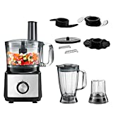 Kognita Blender and Food Processor Combo, 8 in 1 Smart Kitchen Blender with 2 Speeds, 4 Stainless Steel Blades, Dough Blade and Emulsifying Disc for Chopping,Kneading,Shredding and Slicing - 6-Cup Bowl,Silver