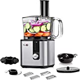[2022] MAGICCOS 8 Cup Food Processor, 750W 7-in-1 Multifunctional Food Processor Vegetable Chopper, 5 Variable Speeds & Pulse for Chopping, Slicing, Fine/Coarse Grating, Emulsifying & Juicing
