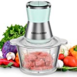 Electric Food Processor, REDMOND 8-cup Food Chopper with Garlic Peeler for Meat, Onion, Vegetable, 2L High Capacity Glass Bowl with 2 Speed, 350W Motor and 4-S Shape Stainless Steel Blades, FC-J18, Green