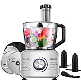 Food Processor Multifunctional, Food Processor & Vegetable Chopper for Slicing, Shredding, Mincing, and Puree, 12 Cup,3'Large Feed Chute, LED Light and 4 Anti Slip Feet, 600 W