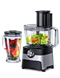 Delvit Food Processor, Blender and Food Processor Combo, Food Chopper, 9-Cup Blender Jar for Kitchen, Juicer Food Processor Combo for Slicing, Shredding, Chopping, Mixing and Kneading