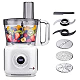 Food Processors - MAGICCOS New 7-in-1 Large Digital Food Processors, 14Cup,1000W, 3 Auto-iQ Preset Programs & Upgraded Smart LCD-Panel-Multifunction-Chopping-Kneading-Shredding, Pearl White