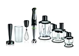 Braun Multiquick 5-in-1 Immersion Hand, Powerful 700W Stainless Steel Stick Blender, Variable Speed + 6-Cup Food Processor, Ice Crusher, Whisk, Beaker, Masher, 2.7 x 2.7 x 16.1 inches, Black