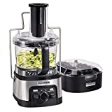 Hamilton Beach Professional Stack & Snap Spiralizing Food Processor for Slicing, Shredding and Kneading, Extra-Large 3' Feed Chute Fits Whole Vegetables, 12 Cups, Stainless Steel (70815)