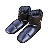 AEGISMAX Down Booties Down Socks Warm Soft Slippers Down Filled Slipper Boots Indoor Warm Down Slippers Plus Size for Men Black