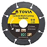 T TOVIA 4 1/2' Carbide Multi Cutting Disc for Angle Grinder, Cutting for Wood with Nails, Laminate, Plastic, Hardwood, Plasterboard, Hardboard, Wall Tiles, Colored Metals, etc.