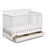 Graco Hadley 5-in-1 Convertible Crib with Drawer (White) – GREENGUARD Gold Certified, Crib with Drawer Combo, Full-Size Nursery Storage Drawer, Converts to Toddler Bed, Daybed and Full-Size Bed
